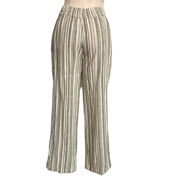 Naturals Denim & Co Naturals Linen Flax Blend Striped Pants Sz M #157F - Picture 6 of 8
